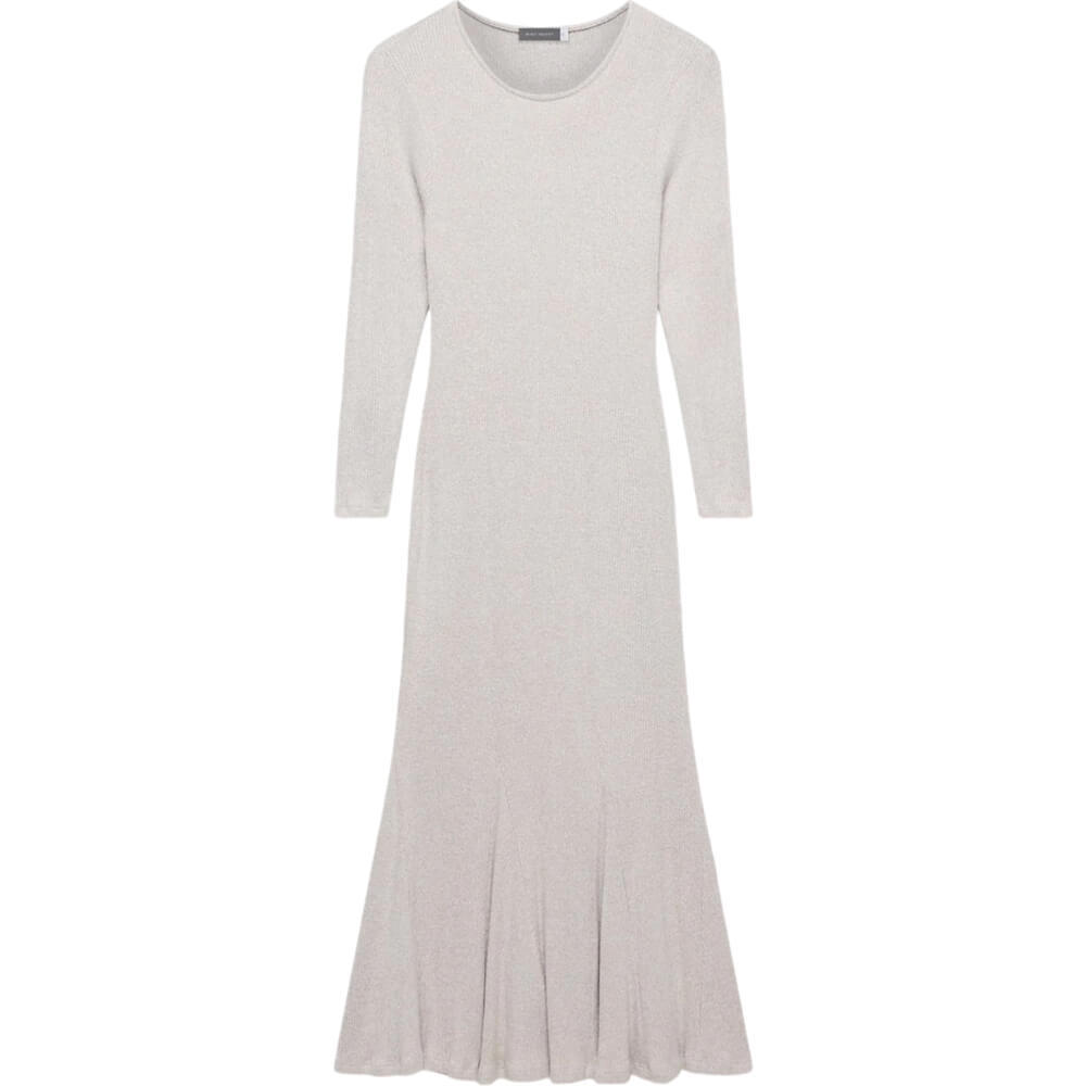 Mint Velvet Neutral Cosy Ribbed Jersey Midi Dress